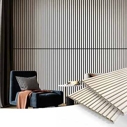Art3d 2-Pack Fluted Acoustic Wood Slat Wall Panel, 47.2" x 23.6", White Elm - color: White Elm, size: 2pcs - 47.2＊23.6in.