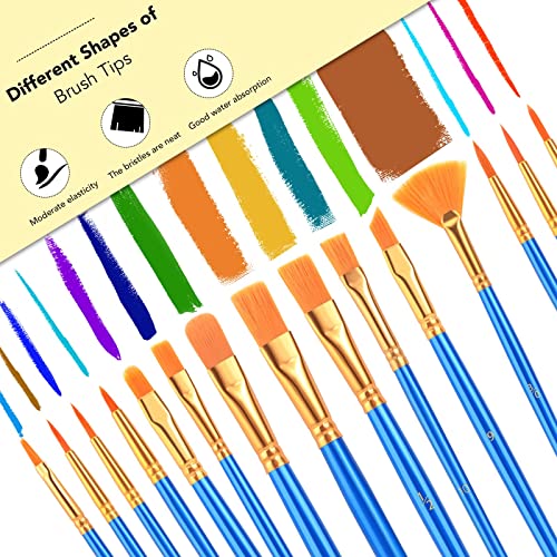 AROIC Acrylic Paint Brush Set, 100 Packs / 1500Pcs Nylon Hair Paint Brushes - size: 1500pcs-blue