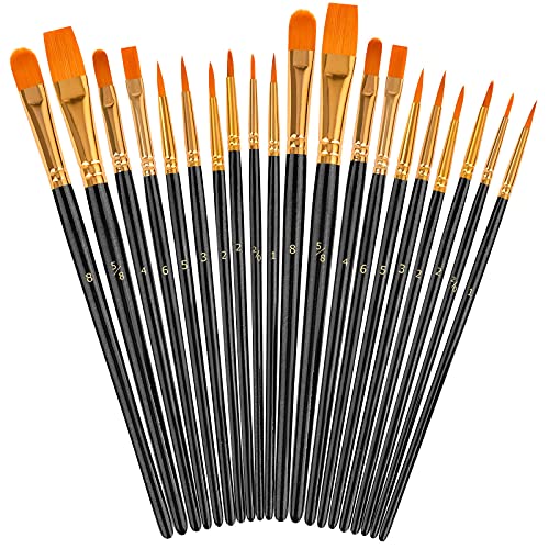 Soucolor Acrylic Paint Brushes Set, 20 Pcs Pointed Tip Artist Paintbrushes - color: Black, size: 20-Pack