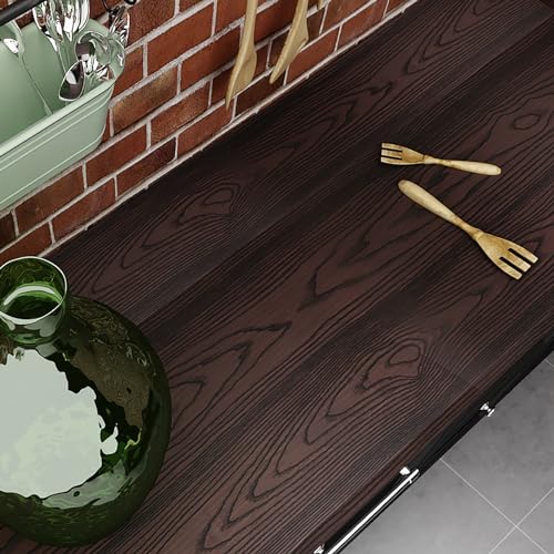 Livelynine 36 X197 Inch Black Brown Peel and Stick Countertops Wood Contact Paper Waterproof Kitchen Vinyl Wrap for Table Desk Cabinet Renter Friendly Countertop Cover Self Adhesive Counter Top Covers - color: Brown Wood, size: 36" x 197"