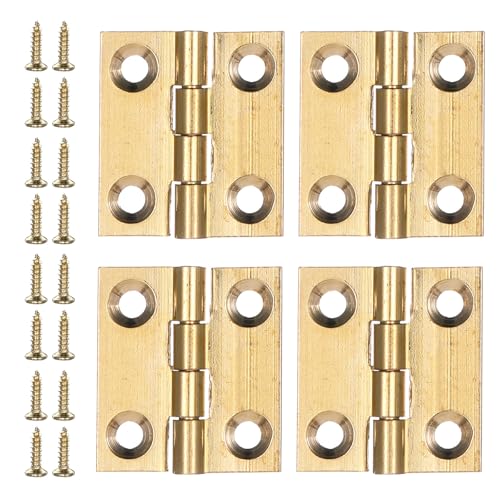 Small Hinges for Wooden Box, 4 Pcs Quality Brass Mini Hinges for Crafts - color: Gold