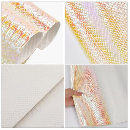 53 x 11.8 Inch Glossy Mirrored Vinyl Fabric Gold Snake Skin Embossed PU Leather Sheets Snake Textured Holographic Synthetic Faux Leather Rolls for DIY Crafts Making Furniture Cover - color: Gold