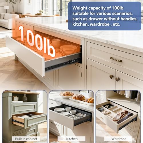 18 Inch Push to Open and Soft Close Drawer Slides,Full Extension,1 Pair - size: 18 Inch