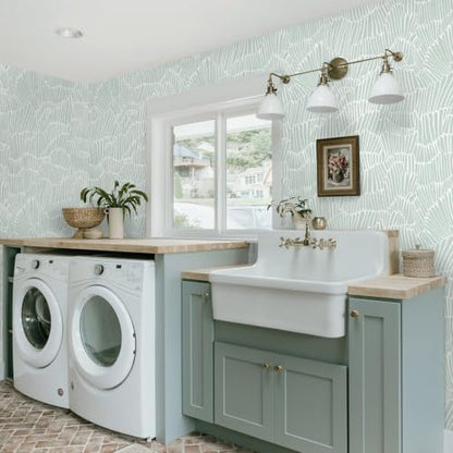 Guvana Green Wallpaper Peel and Stick Modern Contact Paper - color: Green and White, size: 17.3" x 590"