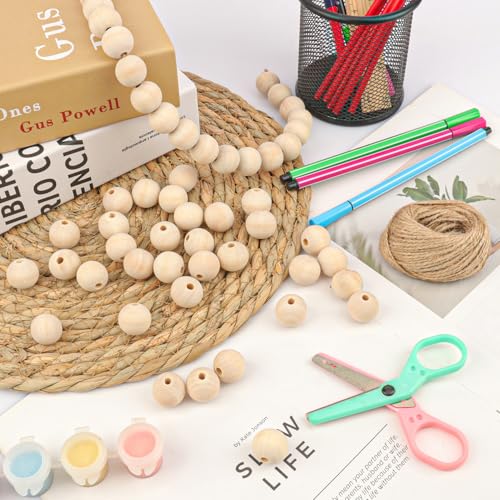 700 PCS 20 mm Wooden Beads with Hole, Beige Round Wooden Beads for Crafts, DIY Projects, and Home Decoration - size: 700 PCS 20 mm