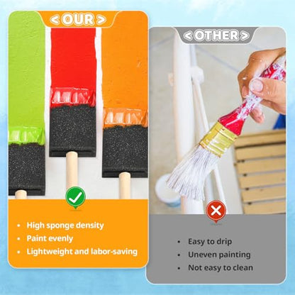 Foam Paint Brushes, 1.6 Inch, 8 Count, Sponge Paint Brush, Foam Brushes for Painting & Staining, Craft & Art Paint Sponges - size: 1.6 inches