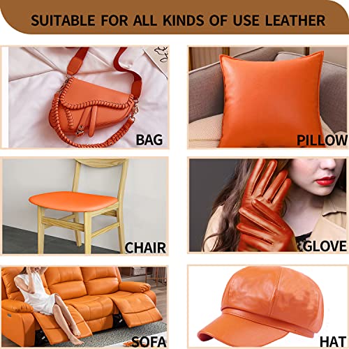 Large Soft Vinyl Upholstery Leather Fabric 1 Yard 56.3x36inch, 0.8mm Thick Texture Faux Leather Sheets, for Upholstery Crafts, Sofa, Car Seat, Handbag, Earrings, Hair Bows, DIY Crafts(Orange) - color: Orange