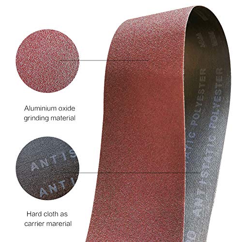 3x21 3 x 21 Inch Sanding Belt Pack 3-Inch x 21-Inch,12 Pcs(4 Each of 80 120 150 Grits) Aluminum Oxide for Sander - size: 3x21in