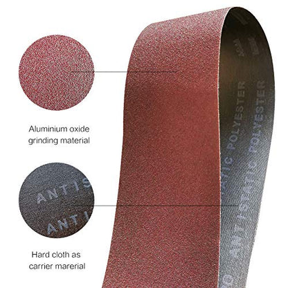 3x21 3 x 21 Inch Sanding Belt Pack 3-Inch x 21-Inch,12 Pcs(4 Each of 80 120 150 Grits) Aluminum Oxide for Sander - size: 3x21in