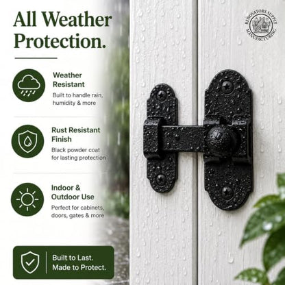 Renovators Supply Manufacturing Black Slide Bolt Door Latch 3.25" X 1.25" Antique Wrought Iron Small Metal Sliding Latches for Windows Or Cabinet Doors Rust Resistant Locks with Hardware - size: Pack of 1