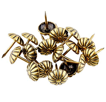 Daisy Shaped Head Oxford Antique Upholstery Tacks | 1/2" Diameter × 1/2" Long | Pack of 50 | Decorative Nail Heads for Furniture | UT3-SA