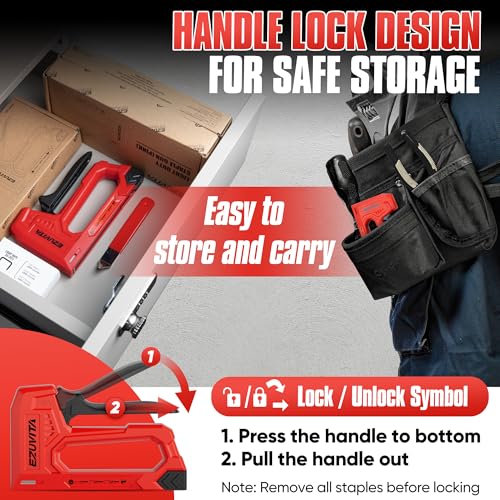Light Duty Staple Gun for Wood, Red Upholstery Staple Gun Kit - color: Red