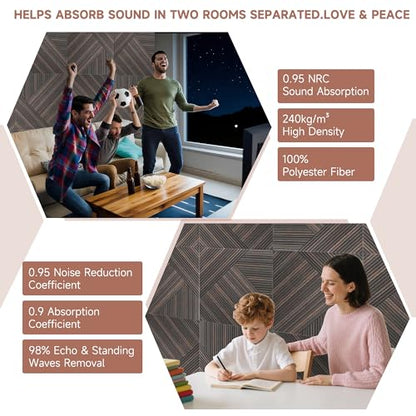 TO-TH Sound Absorbing Panels Peel and Stick Wall Panel 6Pack, Rustic Walnut - color: Rustic Walnut