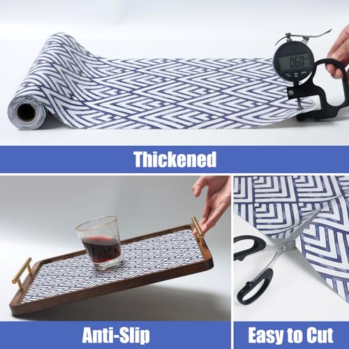 Quttisay Blue Shelf Liner for Kitchen Cabinets Non Adhesive 12in x 10ft - color: Blue Arrow, size: 11.8"W x 118.1"L