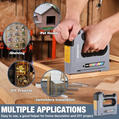 WORKPRO 3.6V 5-in-1 Cordless Staple Gun Kit, 2000 Staples and Nails