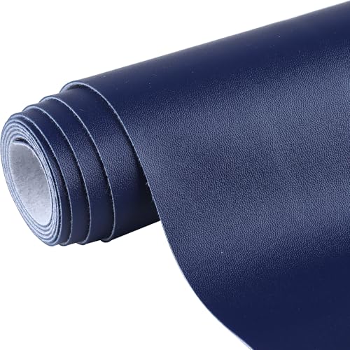 Ramya 16x54 Inch Smooth Faux Leather Sheet,Used for Different DIY Process Projects, Leather Earrings,Upholstery, Leather Roll in Multiple Colors (Navy Blue) - color: Navy Blue