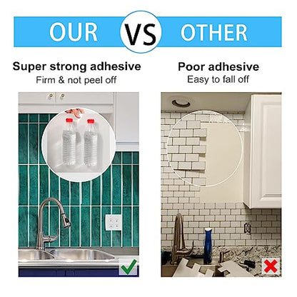 Peel and Stick Tile，New Upgrade Thicker Design Self Adhesive 12" x 12" Large Premium Peel and Stick Backsplash for Kitchen,Bathroom, Living Room, RV Etc（10-Sheet）. - color: Turquoise Green