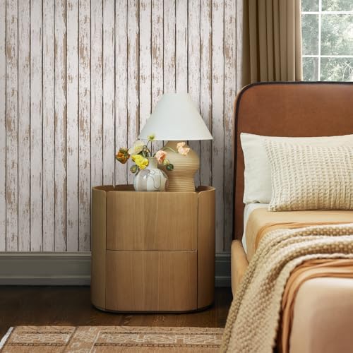 COMSTICKC 3D Faux Wood Wall Sticker Shiplap Peel and Stick, Not Real Wood - color: White Wood