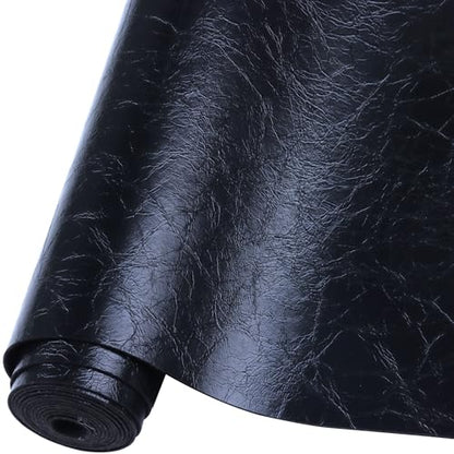 Faux Leather Fabric Soft 12"X53"(30cm x135cm) PU Faux Leather Sheets Suitable for Different Manual DIY Projects (Black) - color: Black
