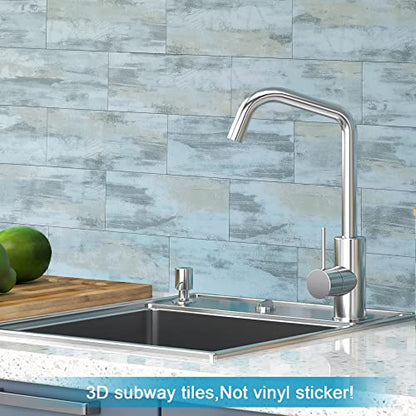 BeNice Peel and Stick Tile Backsplash Bathroom Califonia Blue 23pcs - color: Califonia blue