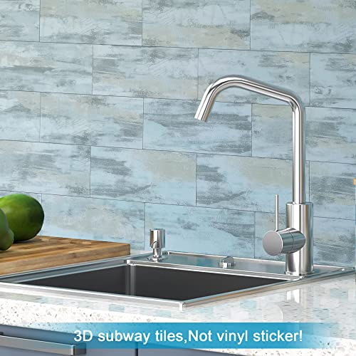 BeNice Peel and Stick Tile Backsplash Bathroom Califonia Blue 23pcs - color: Califonia blue