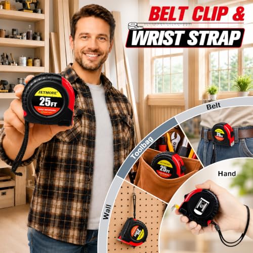 JETMORE 2 Pack Tape Measure, Measuring Tape Retractable with Magnetic Hook - size: 2-Pack Red