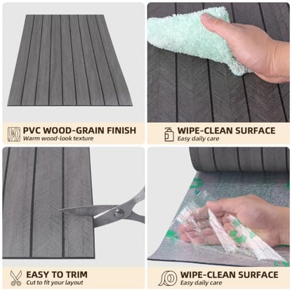 Peel and Stick Wood Slat Wall Panels, Dark Gray, 118 x 15.7 in - color: Dark Grey Oak, size: 15.7" x 118"