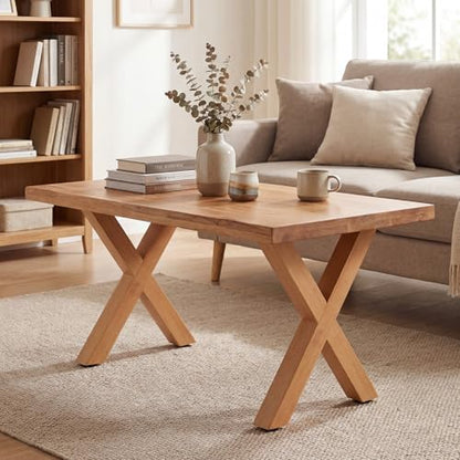 AceOrbit 2 Set 16 Inch X Shape Wooden Furniture Legs, DIY Unfinished Wood Replacement Legs for Desk & Coffee Table, Modern Bench, Home & Office,100% Beech Wood