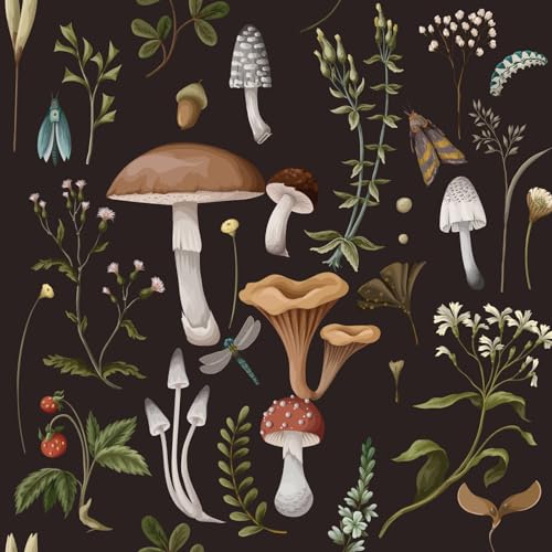 BaoHArtHome Mushroom Peel and Stick Wallpaper 17.7 x 9.8 ft