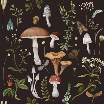 BaoHArtHome Mushroom Peel and Stick Wallpaper 17.7 x 9.8 ft