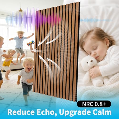 Art3d 47 x 23.6 Inch Acoustic Wood Slat Design Wall Panel, 4-Pack, Chestnut - color: Chestnut, size: 23.6" x 47"