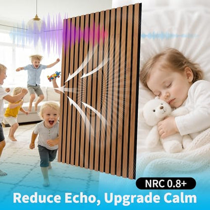 Art3d 47 x 23.6 Inch Acoustic Wood Slat Design Wall Panel, 4-Pack, Chestnut - color: Chestnut, size: 23.6" x 47"