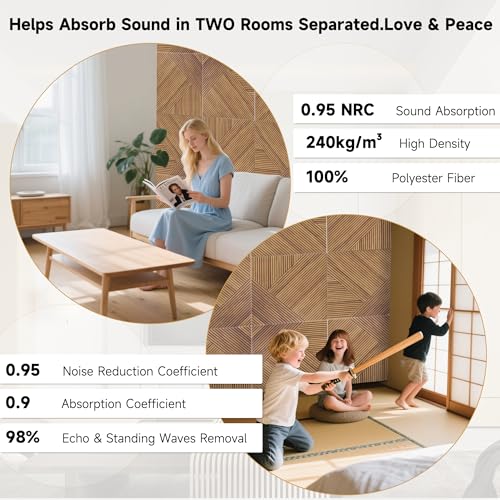 Acoustic Wall Panels,6 Pack,23.6"x23.6",Soundproof Panels,Beech - color: Beech