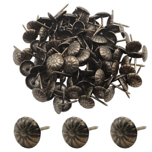 100 Pcs Bronze Upholstery Tacks 7/16 Inch Heavy Duty Furniture Tacks Upholstery Pins Decorative Nails - color: Bronze