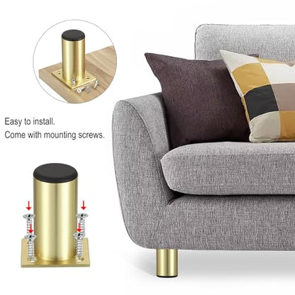 BSTKEY 4Pcs 3 Inch Aluminum Alloy Furniture Cabinet Legs - Adjustable Replacement Legs for Furniture Cabinet Foot Legs Sofa Bed Desk Table Feet Support, Gold - size: 3 Inch