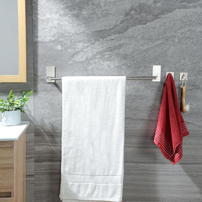 Taozun Towel Bar - 24 Inch Towel Holder with 2 Packs Adhesive Hooks - color: Silver, size: 24-inch