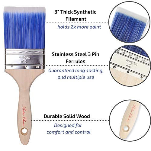 Bates - 2 Pack, Wood Handle, Paint Brushes Set, Professional House, Trim, Sash Paint Brush - color: Wood Handle Angle/Flat, size: 2 Pack, 2.5” & 3”