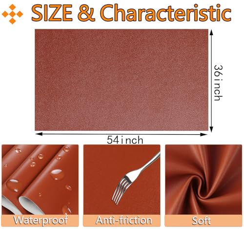 CDY Marine Vinyl Faux Leather: Soft Waterproof Faux Leather Fabric 54"x 36" - color: Brown
