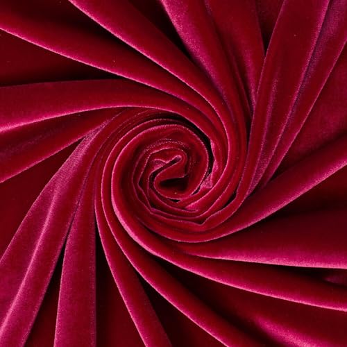 Stretch Velvet Fabric 60 Inch Polyester Spandex By The Yard for Sewing Apparel & Upholstery - Burgundy (1 Yard) - color: Burgundy, size: 1 YARD
