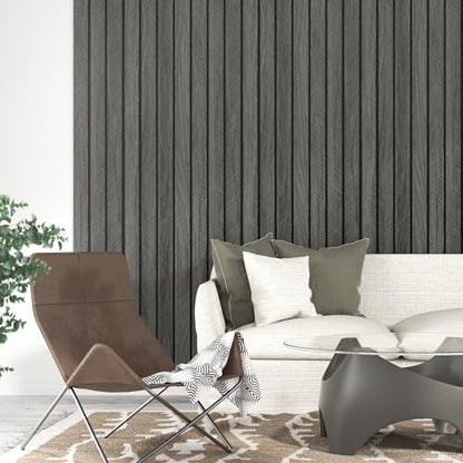 Black 3D Wall Panels Acoustic Wood Slat Wall Paneling for Walls - color: Black
