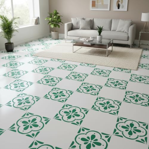 2-Pack 12" x 12" Large Reusable Floor Tile Stencils for Painting, Boho