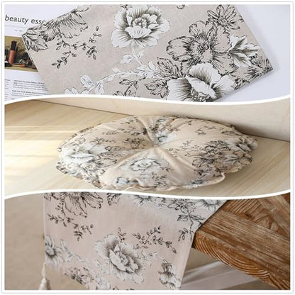 Linen Floral Fabric by The Yard 3 Yard by 62 Inch Width - color: Farmhouse Peony, size: 3 Yard