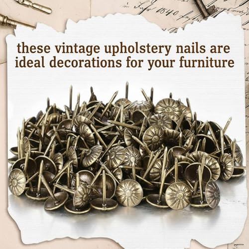 Shimeyao 200 Pcs Decorative Furniture Upholstery Antique Tacks Brass - color: Antique Brass