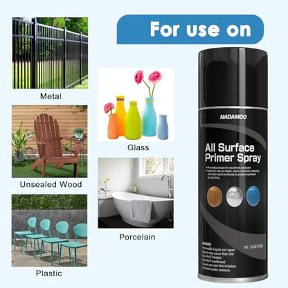 NADAMOO All Surface Primer Spray, Matte Black One-Part Epoxy Primer, 1 Can - color: Black, style: Pack of 1