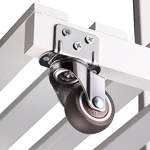 WANLIAN 1 Inch L-Shaped Plate Caster Wheels, Heavy Duty Swivel Side Mount Casters Set of 4, 2 with Brakes, Load 99 Lbs, Silent Small Rubber Rolling Wheels for Furniture, Cabinets, Cribs, Tables - style: 1 Inch