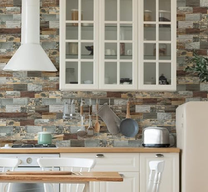 2026 New Upgrade Peel and Stick Backsplash Tile, Peel and Stick 11.34" X 11.57" Wall Tile for Kitchen, Bathroom, Fireplace, Laundry (Mix Rustic, 10 Packs) - color: Mix Rustic