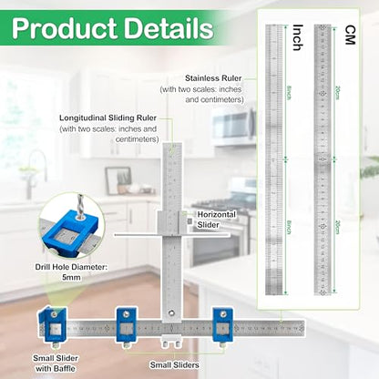 Blue Cabinet Hardware Jig Tool(Box) for Handles and Pulls on Drawers/Doors