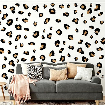 Leopard Print Wall Decals, 12 Sheets 348 Pcs - color: Cheetah
