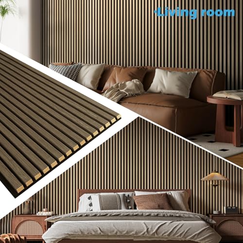 Art3d Acoustic Wood Slat Panels 94.5"x24", 2-Pack, 31sq.ft, Peach - color: Peach