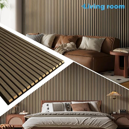 Art3d Acoustic Wood Slat Panels 94.5"x24", 2-Pack, 31sq.ft, Peach - color: Peach